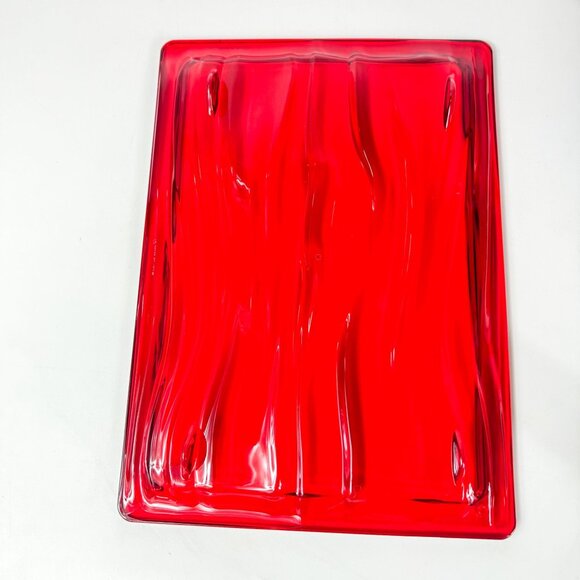 Guzzini Red Aqua Wavy Rectangular Acrylic Serving Tray Made In Italy - Picture 5 of 6